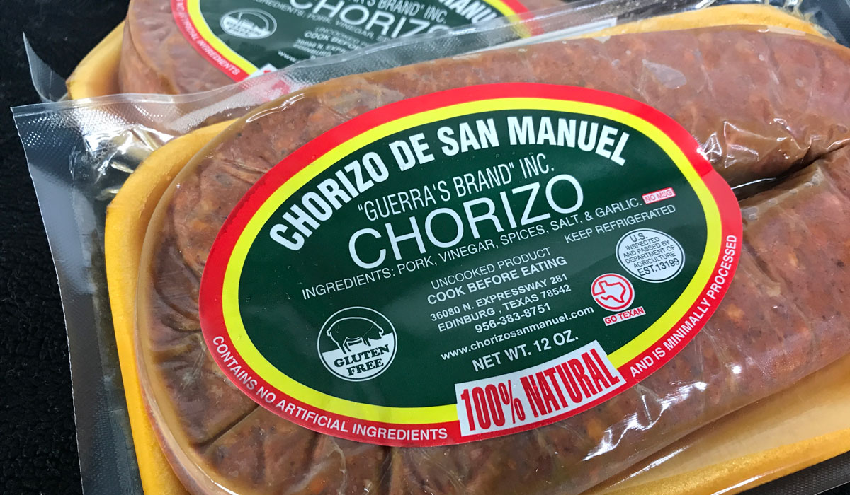 Wrapped chorizo at grocery store