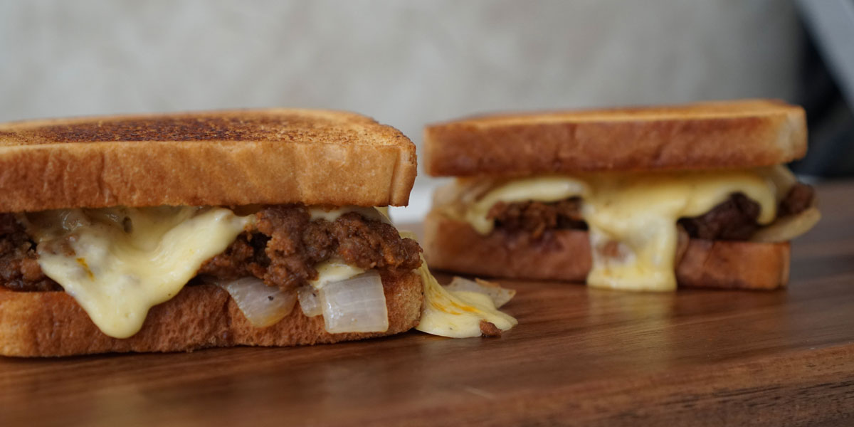 A Cheesy Dinner with Some Chorizo and Beef Patty Melt Sandwiches! 1 chorizo melt