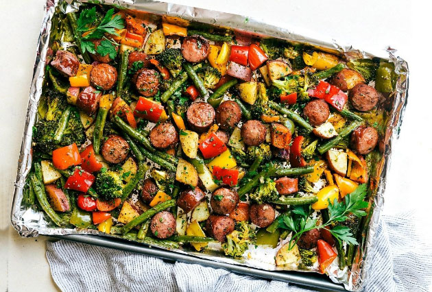 Simple, Nutritious, and Delicious Sheet Pan Cilantro Sausage and Veggies!