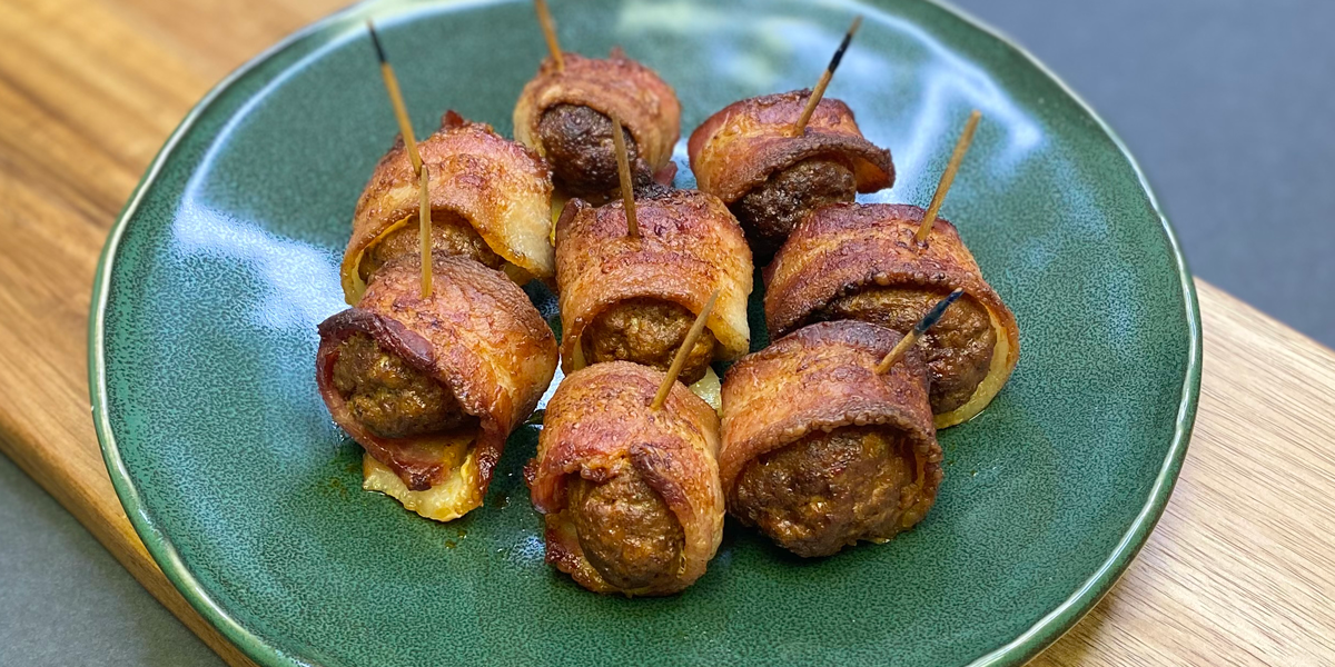 Bacon Wrapped Chorizo Balls