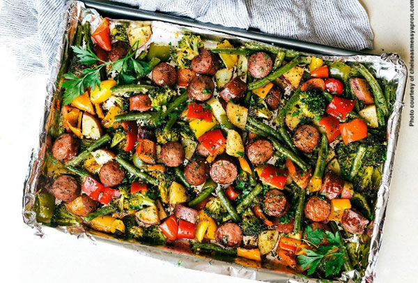 Sheet Pan Cilantro Sausage and Veggies