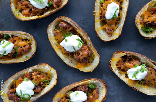 Chorizo and Cheddar Potato Skins 