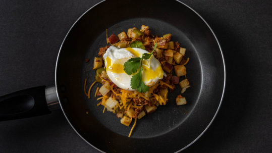 Start the Day with Some Chorizo Hash with Poached Egg!