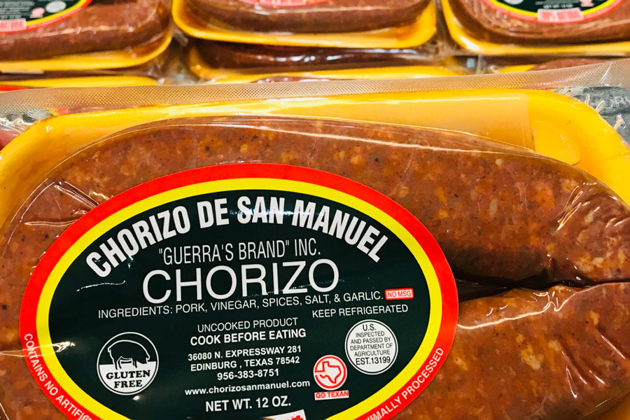 Large casing of Mexican chorizo