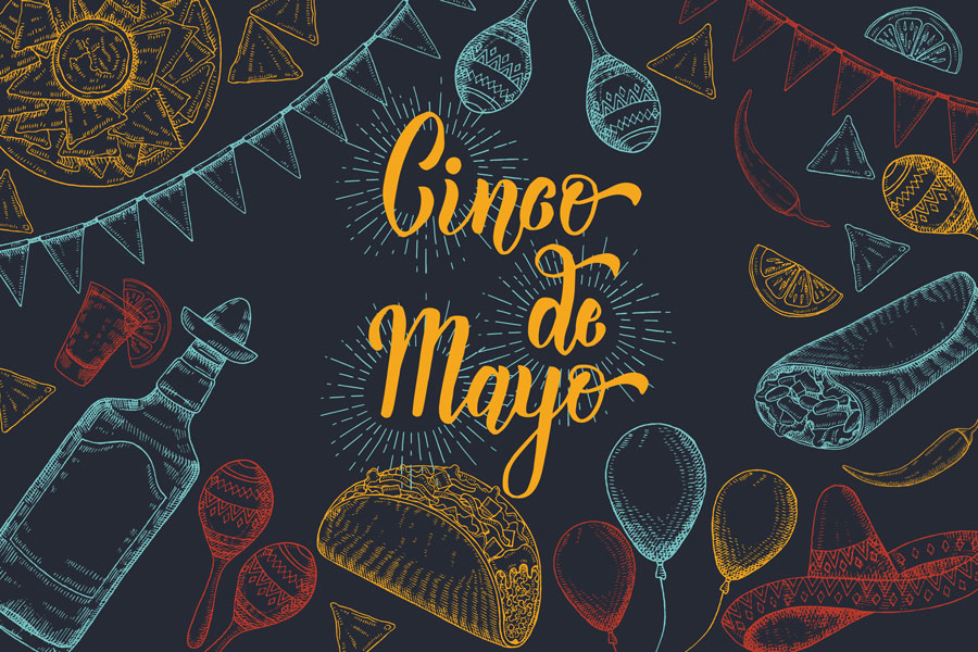5 Barbeque Dishes to Celebrate Cinco de Mayo 1 Flyer with savory mexican chorizo food and the words Cinco De Mayo on top.