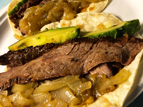 Beef fajitas from Chorizo de San Manuel