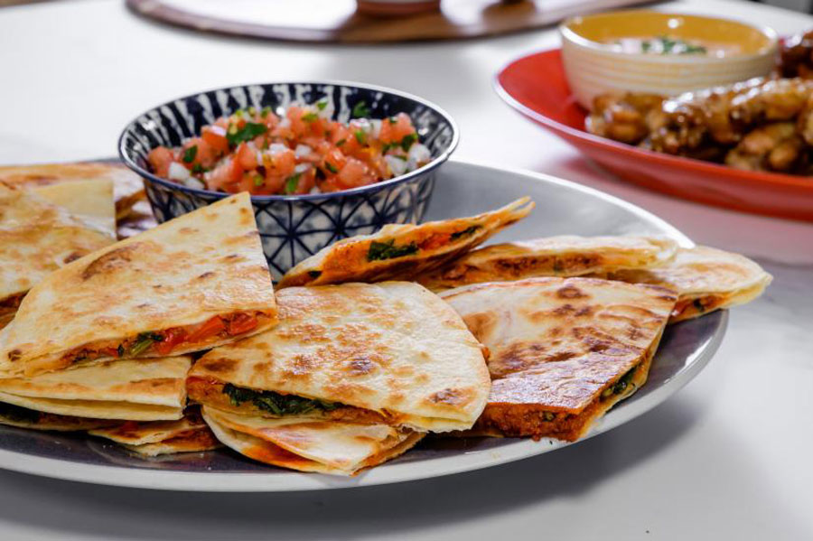 Veggie Quesadilla and Mexican chorizo